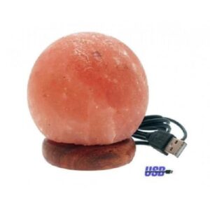 Lampada di sale Himalaya a forma di sfera con USB, luce calda portatile per scrivania e casa