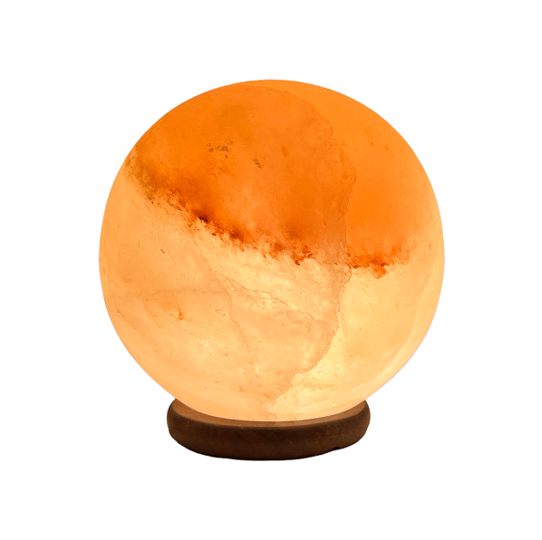 Lampada di sale Himalaya a forma di sfera, luce calda e rilassante per casa