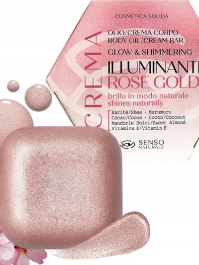 olio solido corpo illuminante rose gold senso naturale cosmetico naturale biologico bioprofumeria palermo