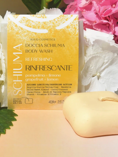 doccia schiuma solido naturale rinfrescante cosmetico solido plastic free bagnodoccia biologico bioprofumeria sicilia palermo