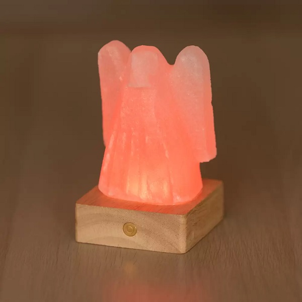 Lampada himalayana angelo naturale con luce colorata LED RGB idea regalo Palermo