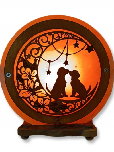 Lampada di Sale Himalaya Personalizzata Cani Innamorati BiciBio Bioprofumeria Palermo lampada sale rosa himalayano artigianale naturale