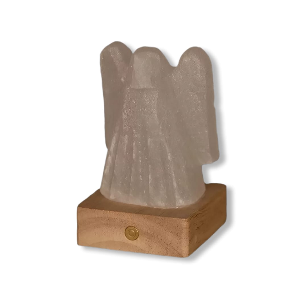 Lampada di sale himalayano a forma di angelo LED RGB a batteria naturale Palermo
