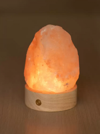 Lampada di sale naturale senza fili vista laterale 600 g Sicilia