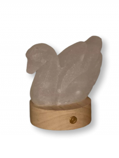 lampada di sale himalayano cigno a batteria RGB Palermo Sicilia BiciBio Bioprofumeria