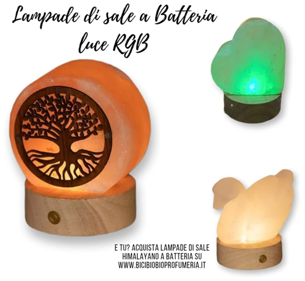 Lampada di sale naturale a batteria idea regalo per eventi e matrimoni Palermo BiciBio Bioprofumeria