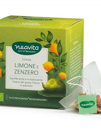 Tisana Biologica Limone Zenzero 15 Filtri a Scrigno Neavita digestiva Palermo Sicilia
